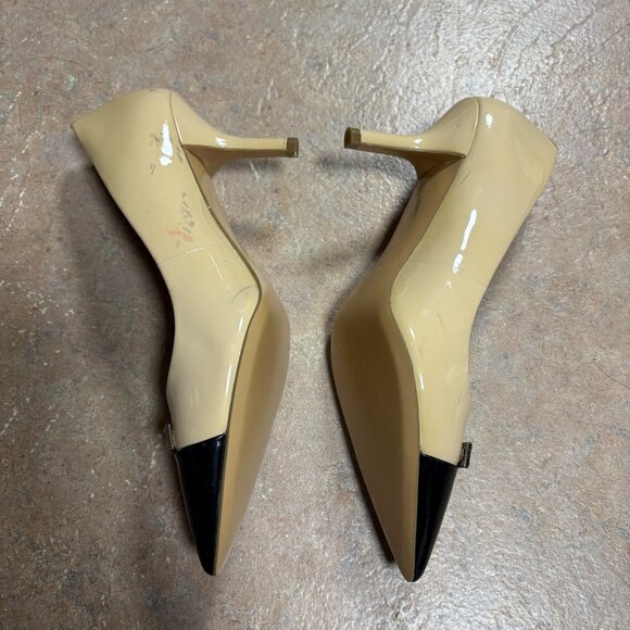 NWD Coach Zan Pointed Toe Pumps Size 6.5B Tan & Black Leather Heels - Picture 4 of 16